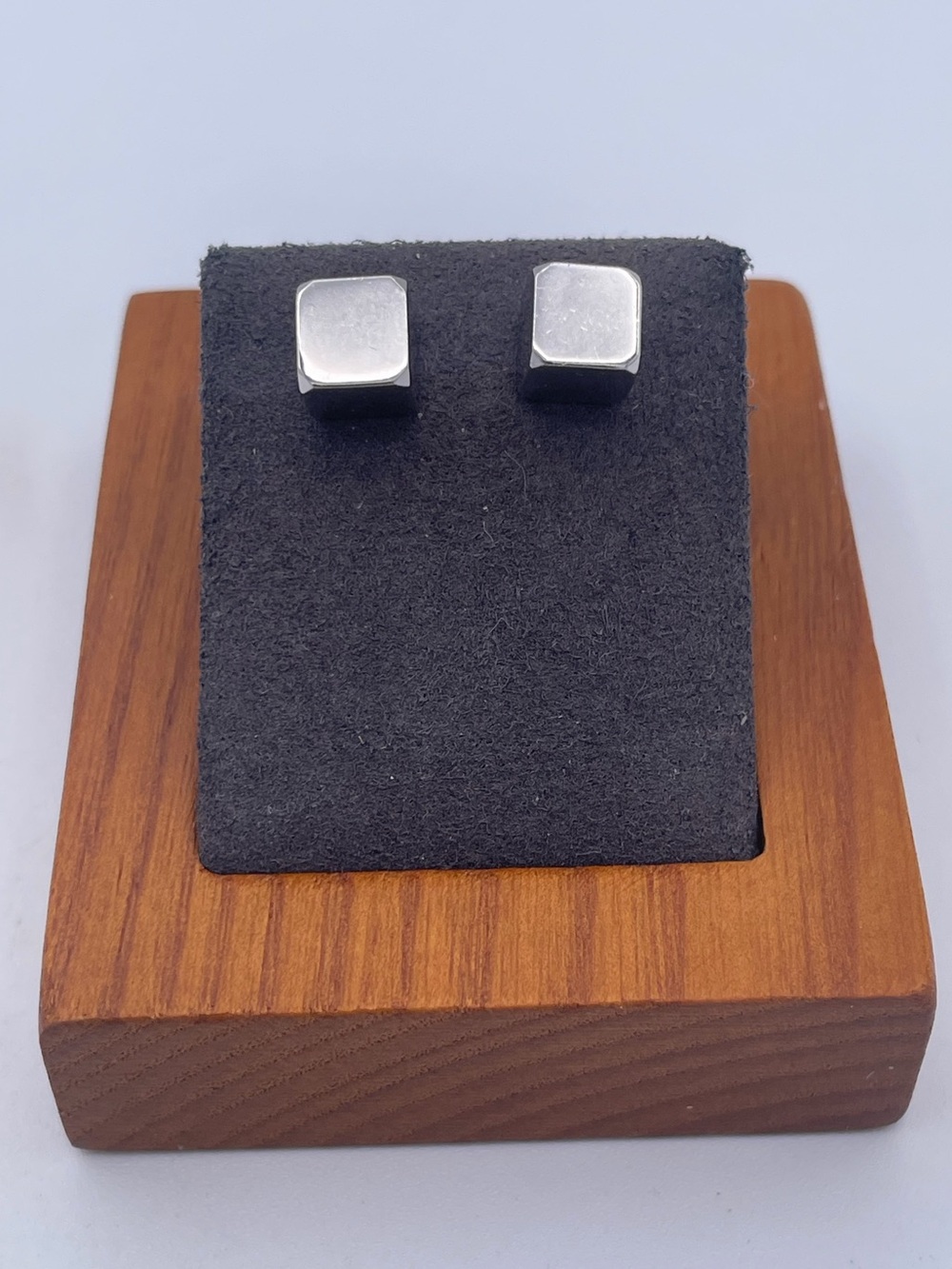 ILU QVC Sterling Silver Cube Stud Earrings Modernist Geometric Design 925 Estate